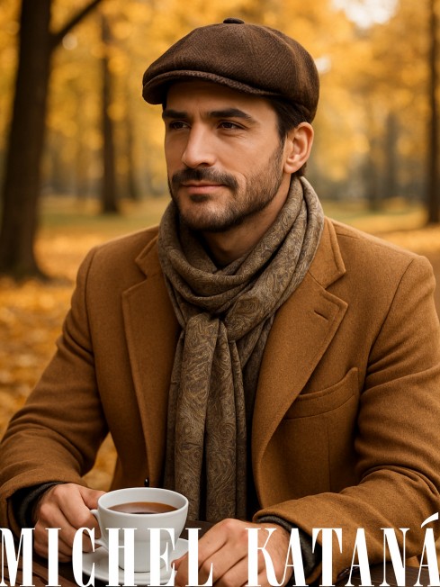 Кепка с козырьком, 8ми-клинка Мужская-Унисекс TWEED EDINBURG ACORN из твида (Плотная Костюмно-Блейзерная ШЕРСТЬ) TWEED.8-EDINBURG/ACORN